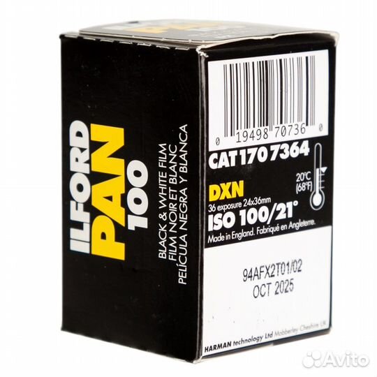 Фотопленка 35 мм ilford 135 PAN100