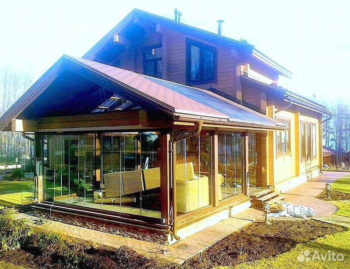 Безрамное остекление веранд беседок террас