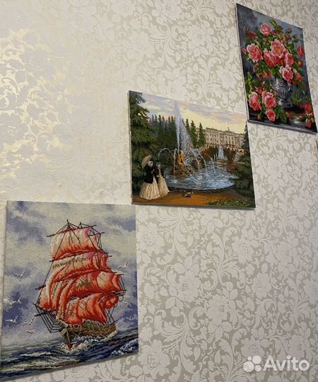 Картина вышитая крестом (Слоны)