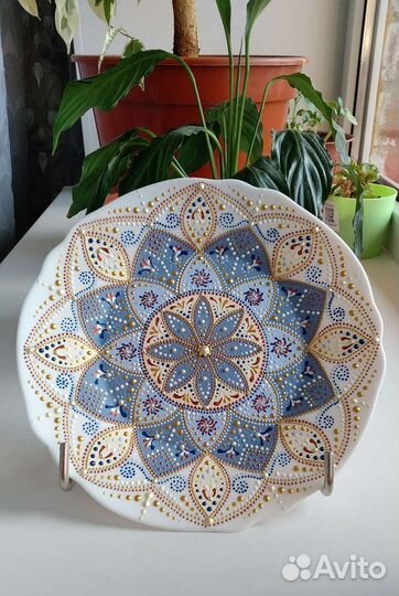 Блюдо точечная роспись, ручная работа, упи