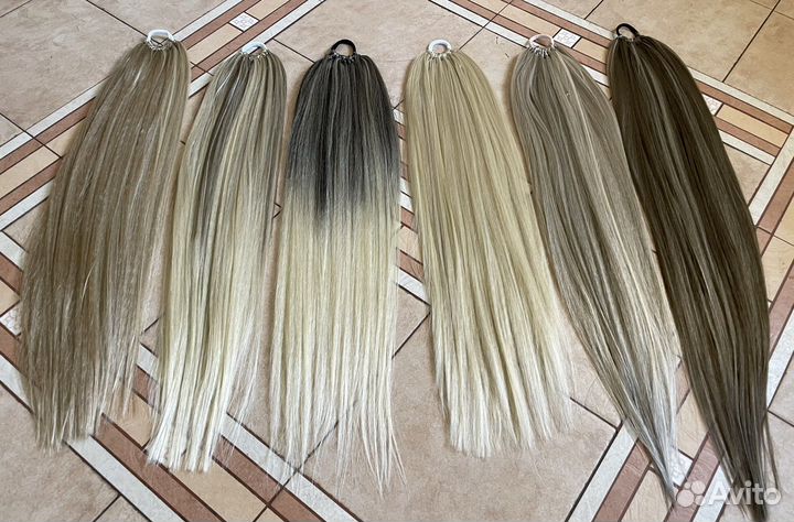 Хвост на резинке, накладной хвост, шиньон коса