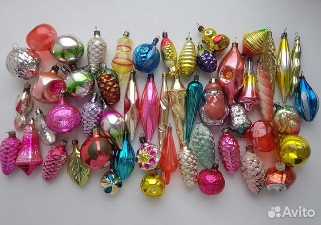 Елочные новогодние игрушки. Стекло СССР. 50 штук
