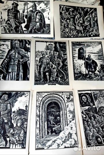 Гравюры С. Харламова На поле Куликовом