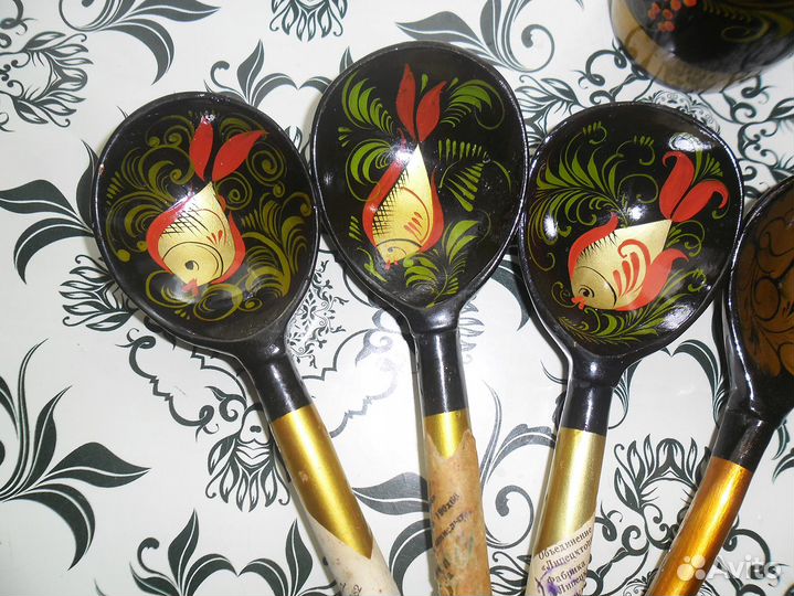 Деревянные ложки хохлома СССР + стаканчик