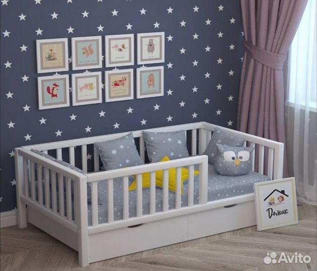 Кроватка высокий борт для малыша из массива сингл