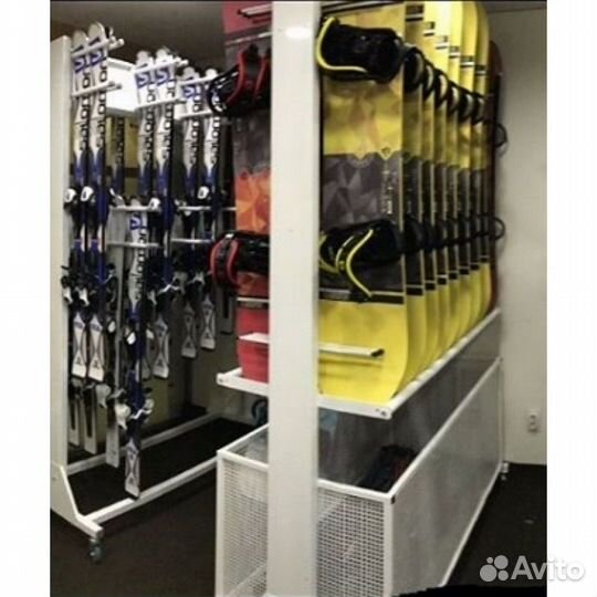 Стеллаж Премиум сп-1 для сноубордов, односторонний с корзиной 219х155х45см SP1-52