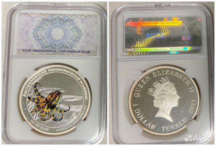 Серебряные монеты в слабах pccb