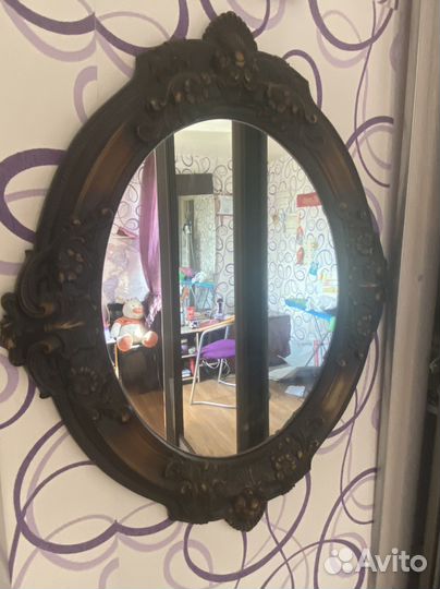 Зеркало роскошное настенное круглое в раме