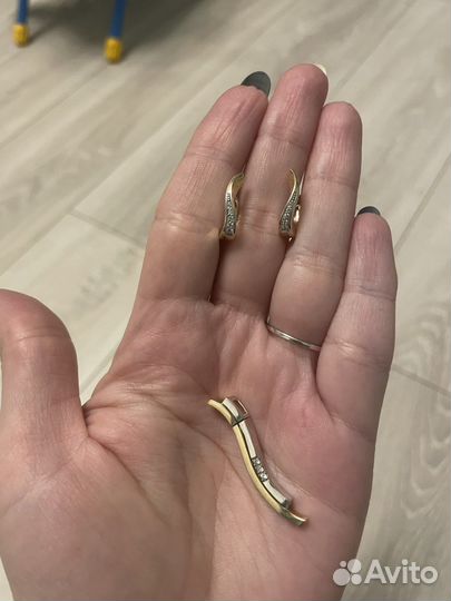 Breuning серьги и кулон 750 золото Германия