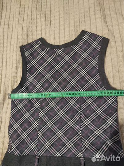 Школьный сарафан (серо-розовая клетка) р. 146