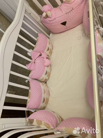 Бортики и балдахин в кроватку для девочки