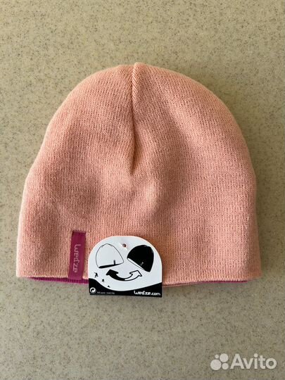 Шапка детская двусторонняя (фуксия и розовый)