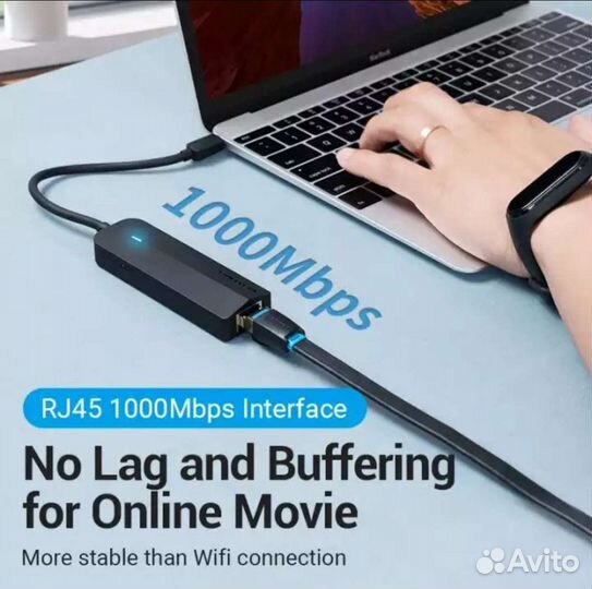 Интернет-адаптер vention USB Type C