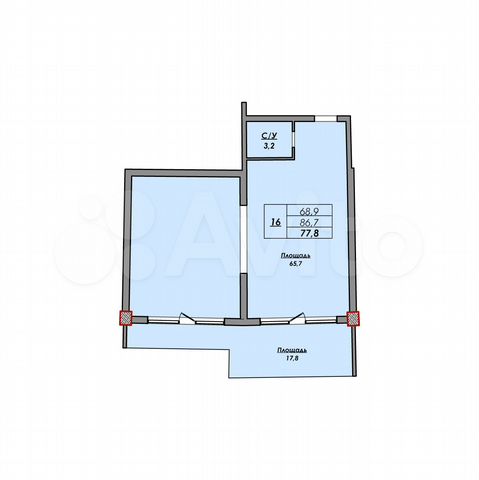 Своб. планировка, 92,4 м², 2/9 эт.