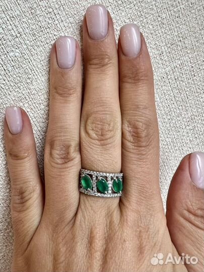 Серьги и кольцо с зеленым аметистом серебро 925