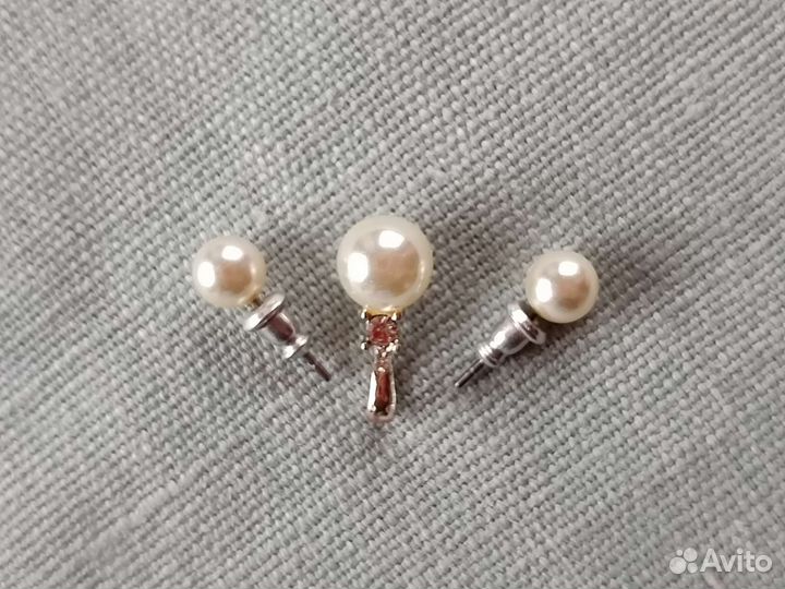 Украшения под жемчуг комплект серьги подвеска