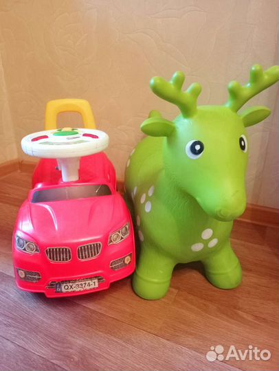 Машинка-толокар и олень попрыгун