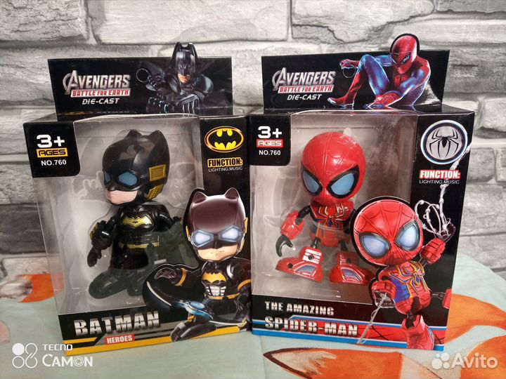 Фигурка Бэтмен/Человек паук светящаяся музыкальная