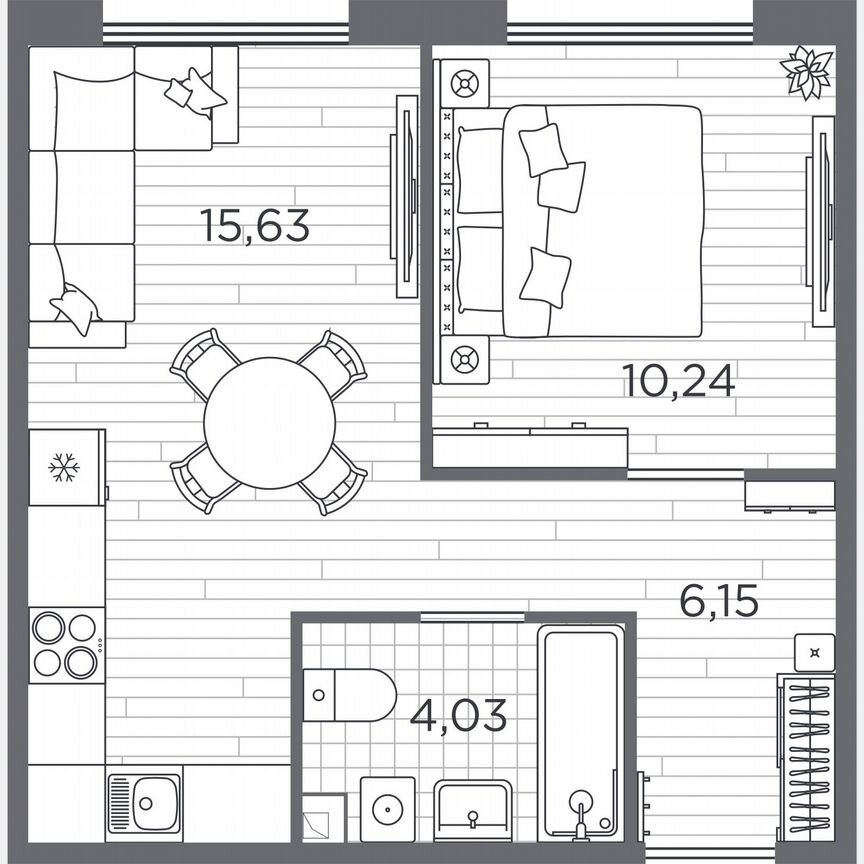 1-к. квартира, 36,1 м², 2/5 эт.