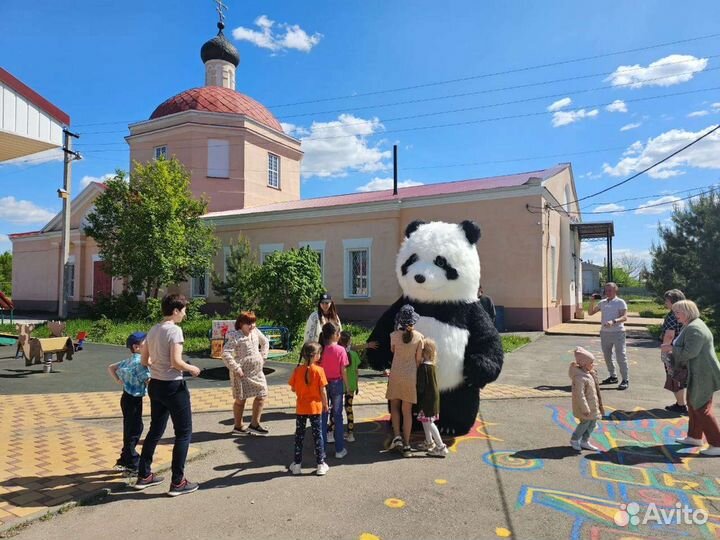 Надувной медведь панда, ростовая кукла, аниматор
