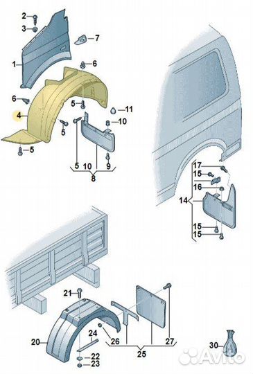 Подкрылок передний правый Volkswagen Multivan 2011