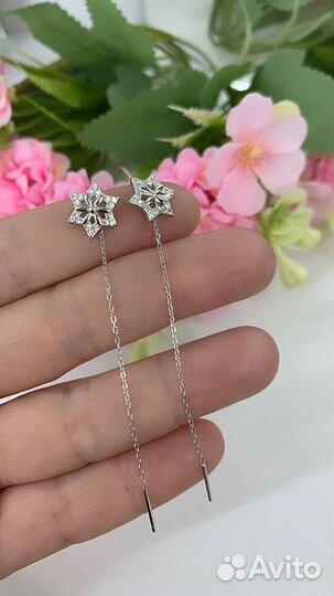 Серебряные серьги с фианитами