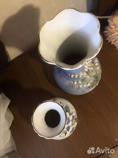 Ваза фарфор, выдувное стекло