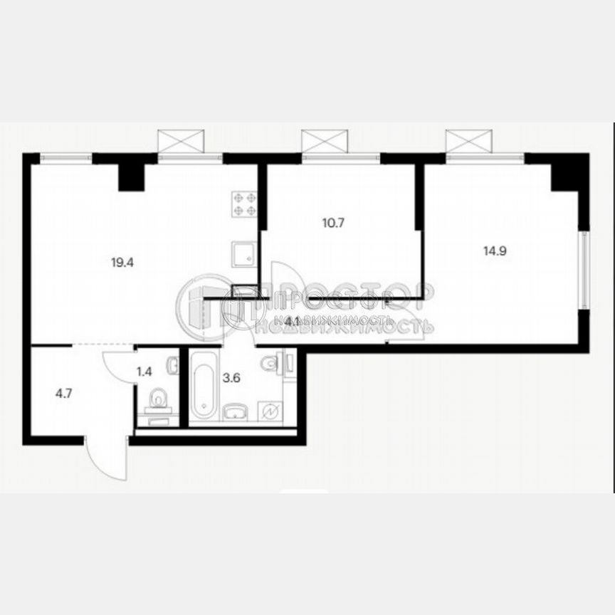 2-к. квартира, 58,8 м², 9/23 эт.
