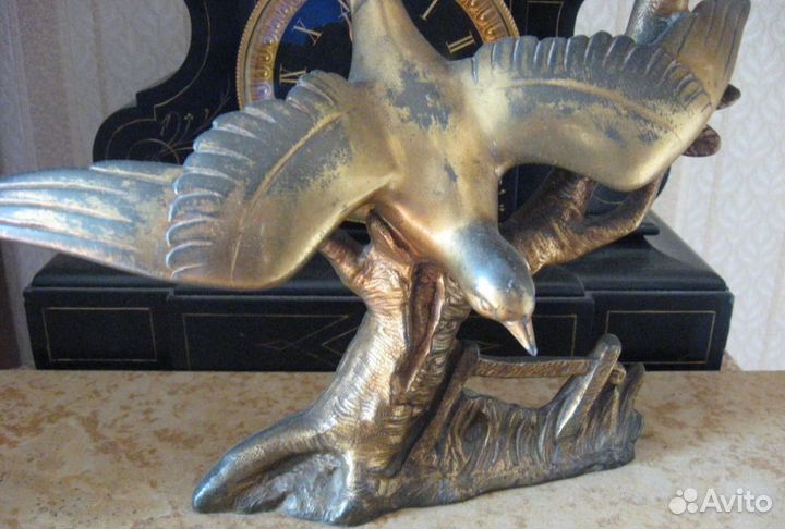 Старинная скульптурная группа чайки 35 см