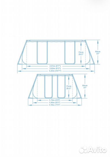 Каркасный бассейн bestway 282x196x84 см, новый