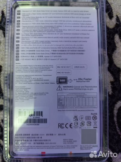 SSD диск Apacer 2.5 SATA 3 6 gb. as350