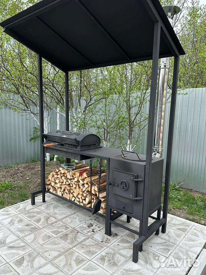 Мангал с печью под казан