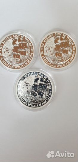 Серебряная монета black flag. Rising Sun