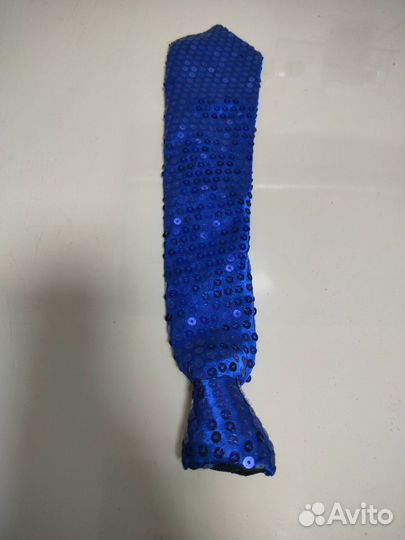 Галстук с пайетками синий карнавальный костюм