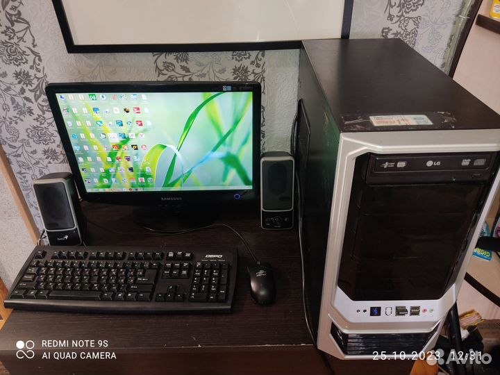 Моник.системник.клава.мышь.комплект 1GB видеокарта
