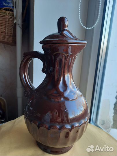 Кувшин глиняный с крышкой винтажный СССР