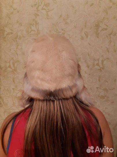 Шапка ушанка женская, норка+ лиса