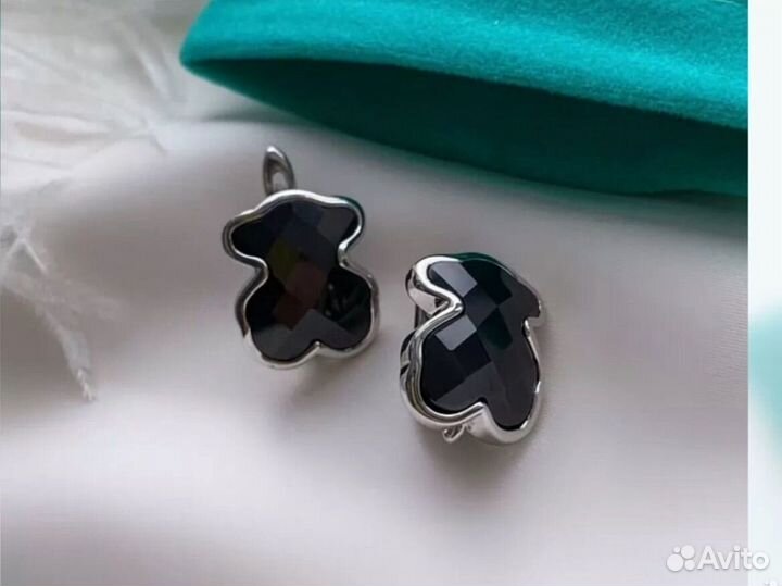 Крупные серьги мишки 2см