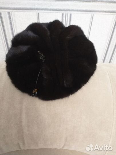 Берет-шапка норковый женский