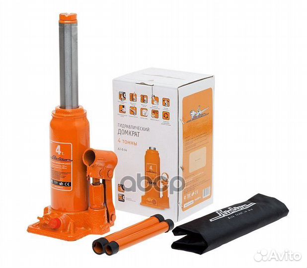 Домкрат бутылочный 4т в сумке (MIN - 195 мм, MA