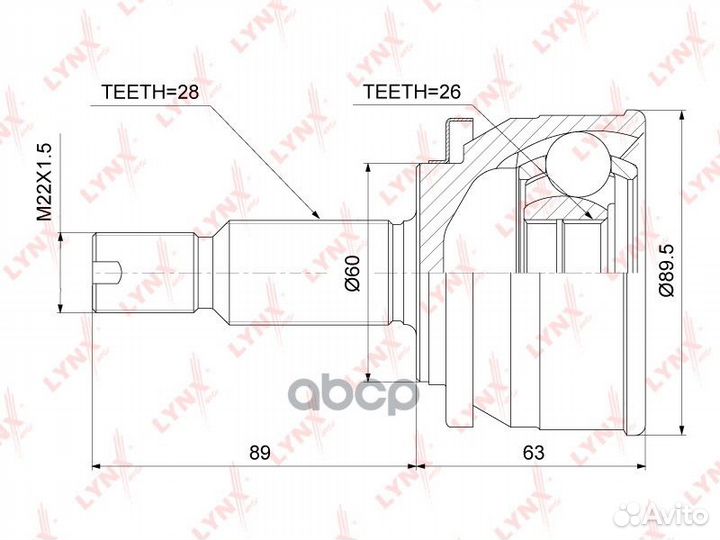 ШРУС внешний перед прав/лев CO-3730 lynxauto