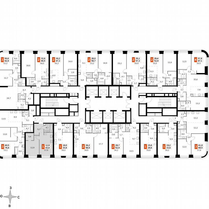 1-к. квартира, 43,6 м², 15/49 эт.