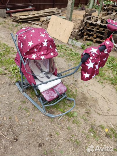 Детские зимние санки коляска