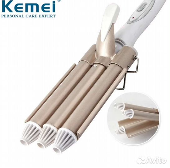 Тройная плойка стайлер kemei