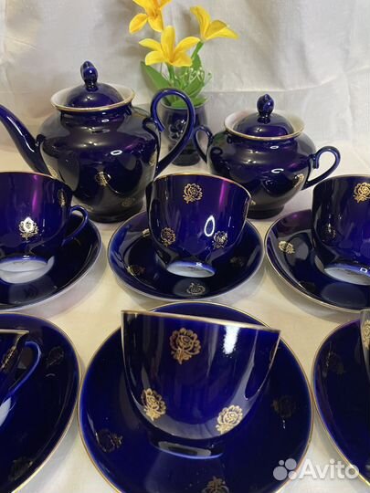Чайный кобальтовый сервиз лфз