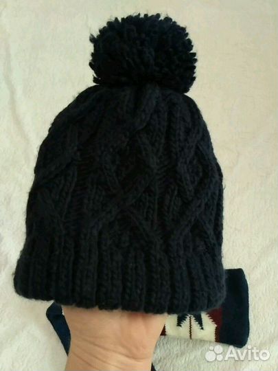 2 Шапки Rebel, Next зима с шарфом комплект на флис