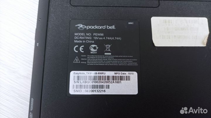 Ноутбук Packar Bell PEW96