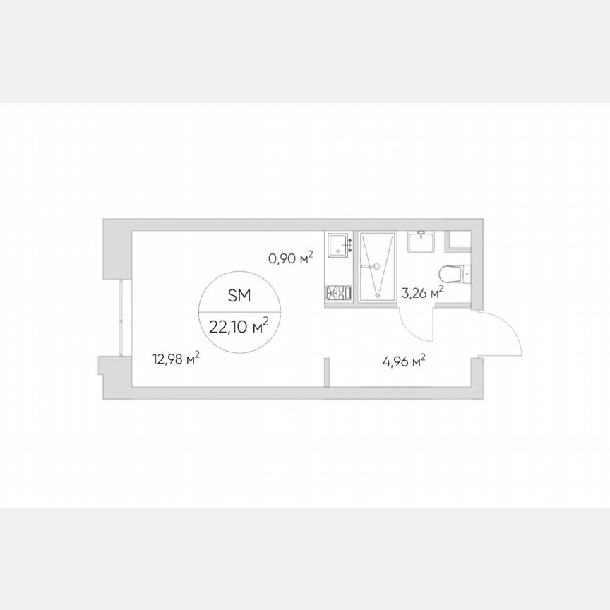 Апартаменты-студия, 22,1 м², 14/21 эт.