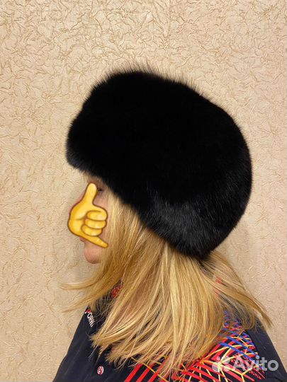 Шапка женская из черного песца
