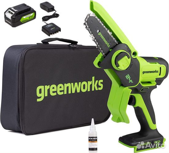 Цепная мини пила Greenworks, 24V, с АКБ